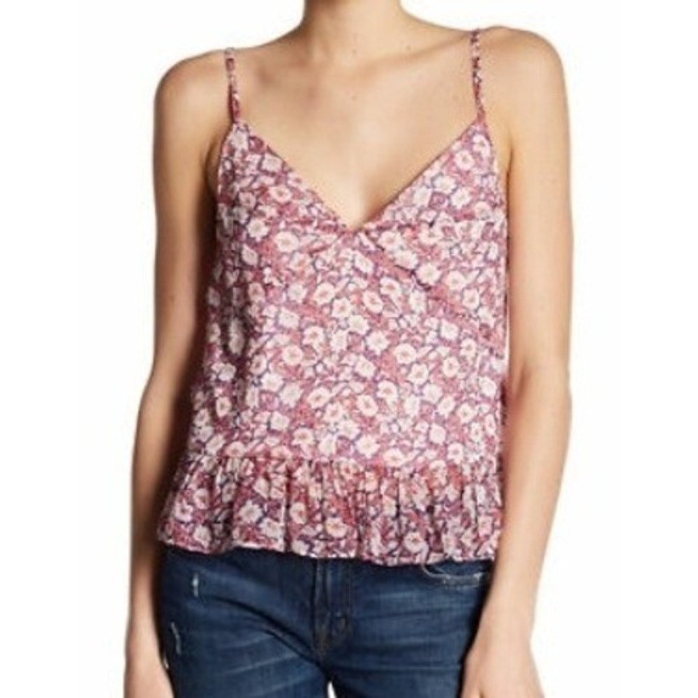 Rebecca Minkoff Lisette Top Poppy Print Floral Peplum Camisole SP1751129B XS
